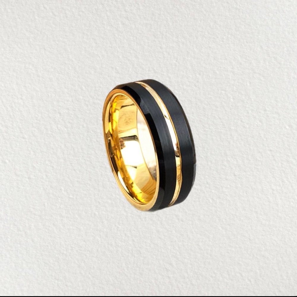 Gold Tungsten Mens Band Two Tone Sizes 5-8